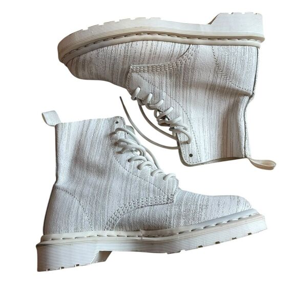 Dr Martens Pascal Painter Leather Combat Boots Womens Size 7 Mens Size 6 White - Picture 6 of 11